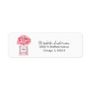 Pink Peonies & Perfume Floral Bridal Address Label