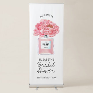 Pink Peonies Perfume Floral Bridal Shower Welcome Retractable Banner