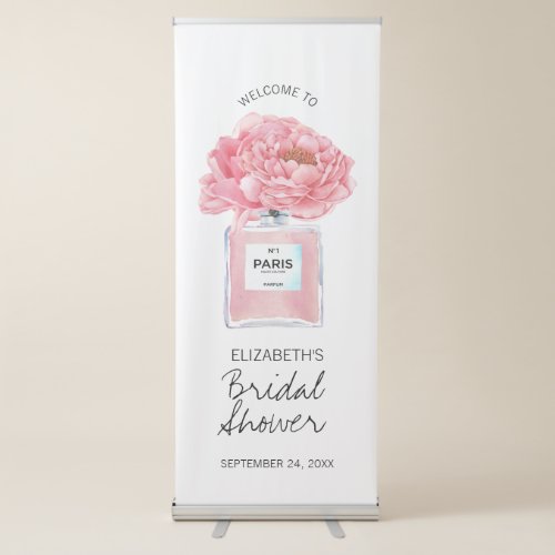 Pink Peonies Perfume Floral Bridal Shower Welcome Retractable Banner