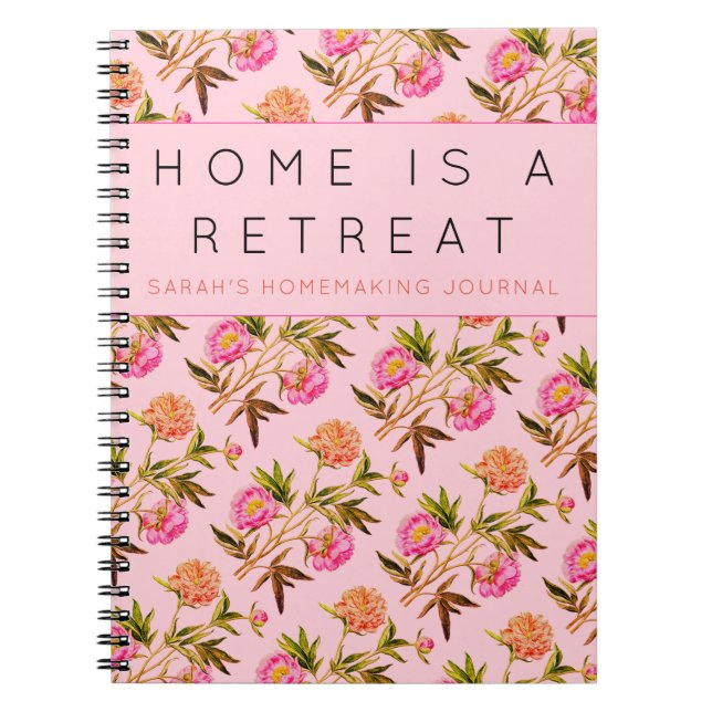 Pink Peonies Personal Homemaking Journal (Front)