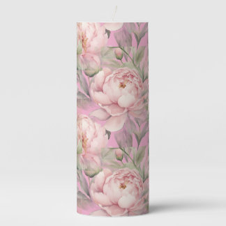 Pink Peonies Pillar Candle