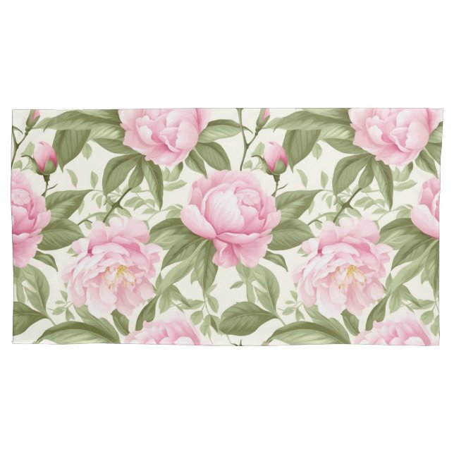 Pink Peonies Pillow Case (Front-Left)