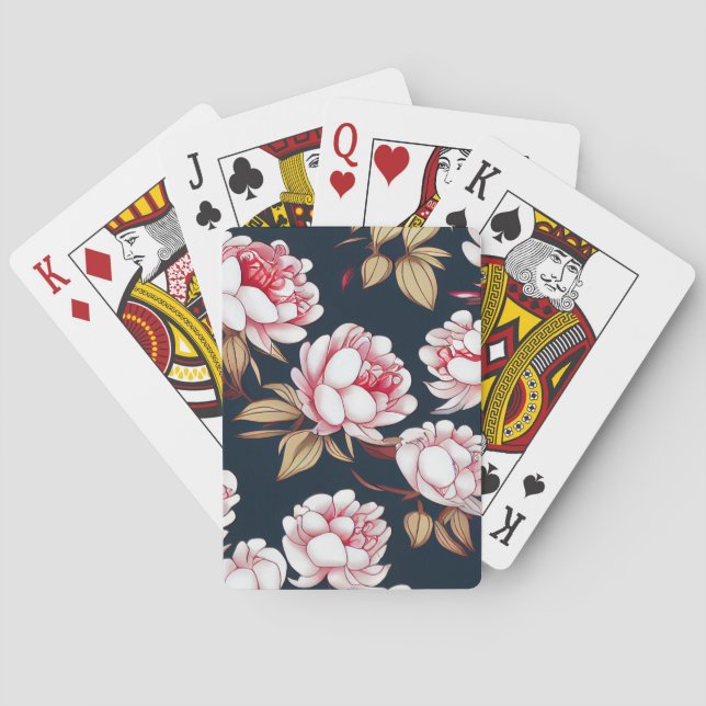 Pink peonies poker cards (Back)
