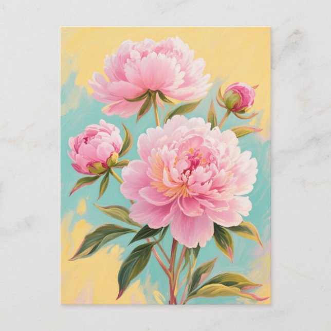 Pink peonies postcard (Front)