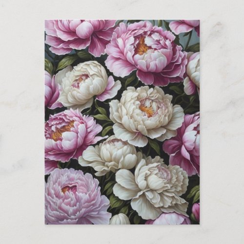 Pink peonies postcard