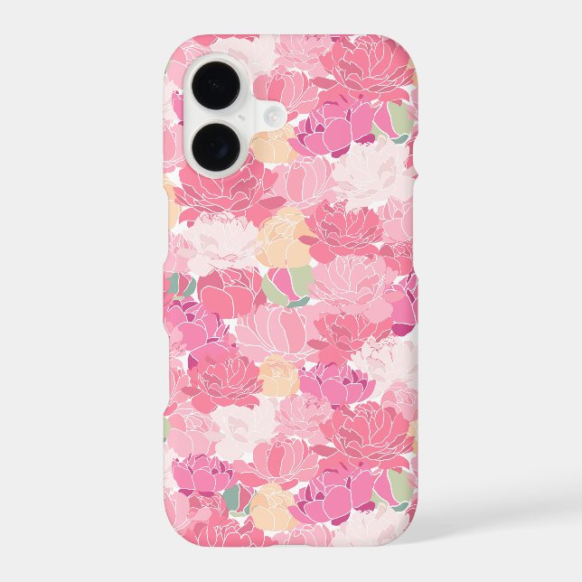 Pink Peonies Spring Time Pattern Iphone Case (Back)