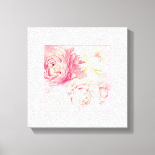 Pink Peonies Stretched Wrapped Canvas Art Print