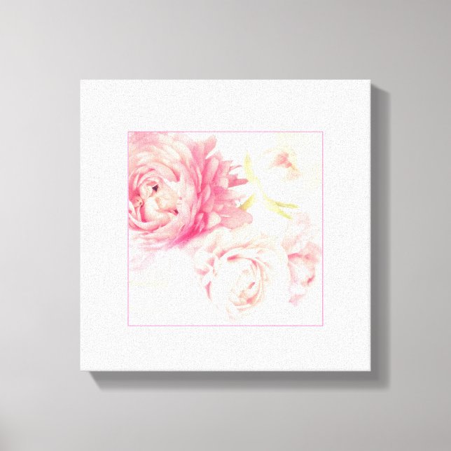 Pink Peonies Stretched Wrapped Canvas Art Print (Front)