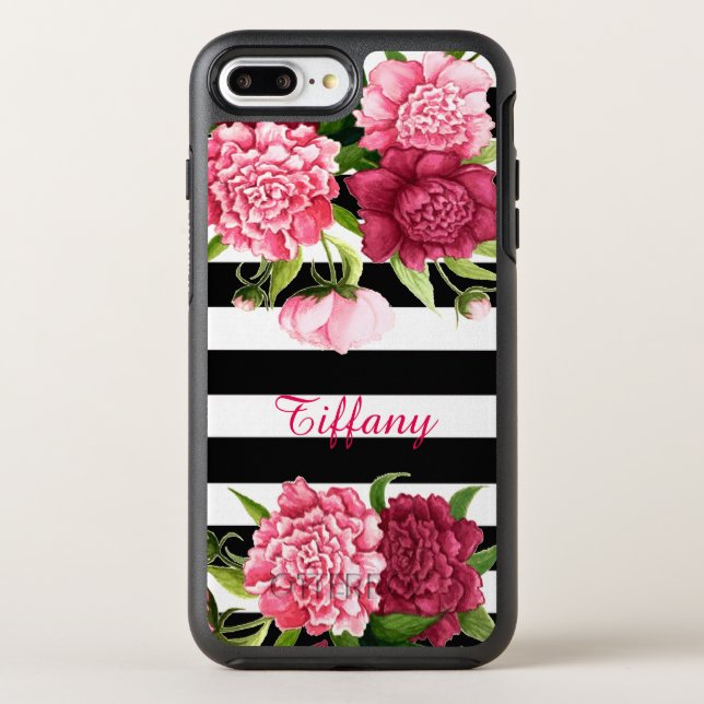 Pink Peonies Striped Otterbox iPhone 6 Case (Back)