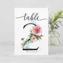 Pink Peonies Table two Table Number