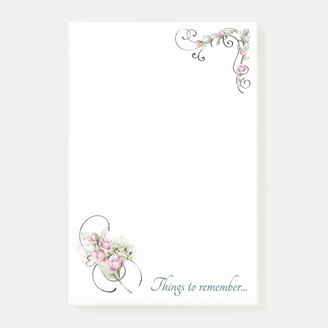 Pink Peonies Things to Remember Notes (Front)
