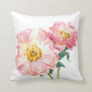 pink peonies throw pillow