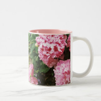 pink peonies Two-Tone coffee mug