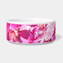 Pink Peonies Vibrant Hot Floral Pet Bowl