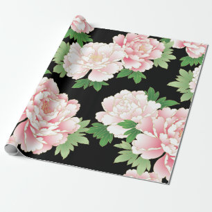 Pink Peonies Vintage Floral Kimono Wrapping Paper