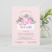 Pink Peonies Watercolor Bridal Shower Invitation (Standing Front)