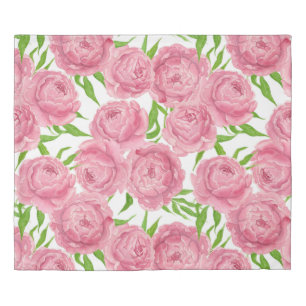 Pink peonies watercolor duvet cover