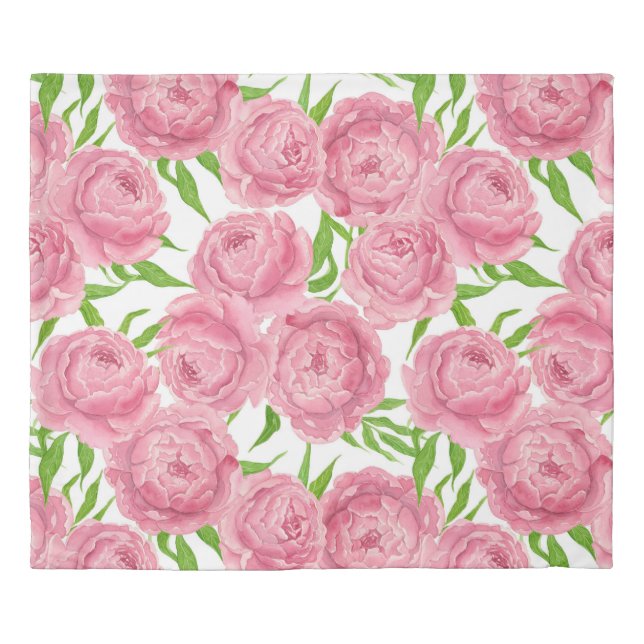 Pink peonies watercolor duvet cover (Front)