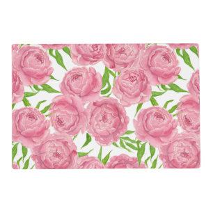 Pink peonies watercolor placemat