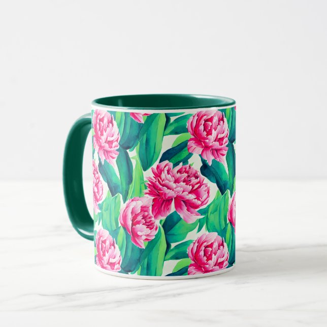 Pink Peonies Watercolor Print   Mug (Front Left)