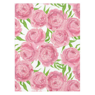 Pink peonies watercolor tablecloth