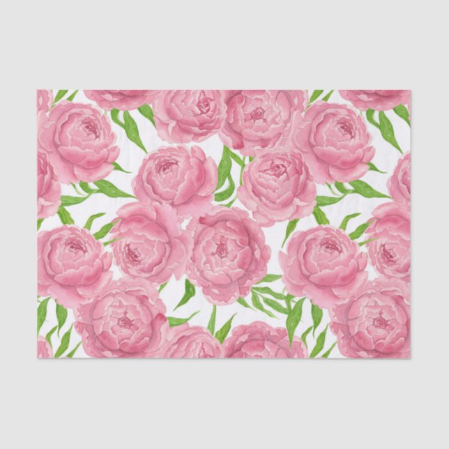 Pink peonies watercolor tissue paper (Front)