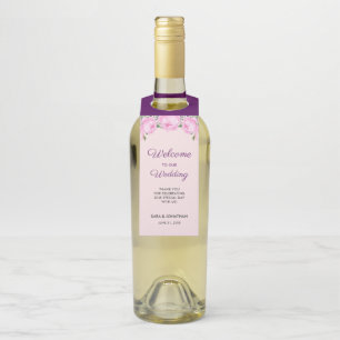 Pink Peonies Watercolor Wedding Thank You Bottle Hanger Tag