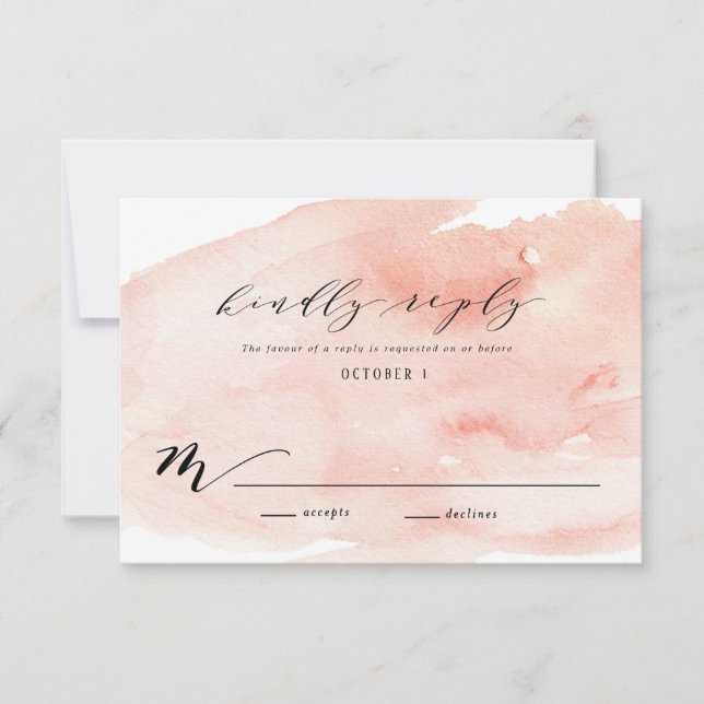 Pink Peonies Wedding Invitation Reply Card (Front)