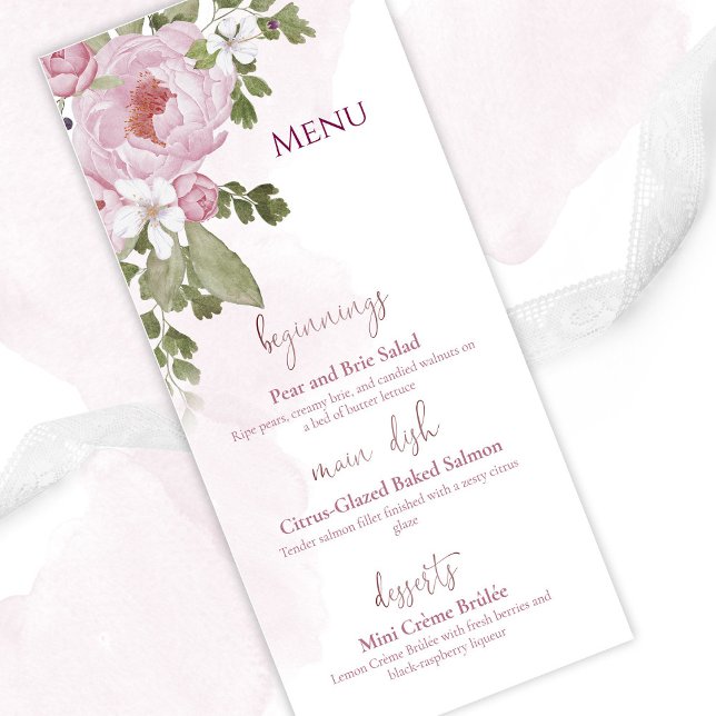 Pink Peonies Wedding Menu (Creator Uploaded)