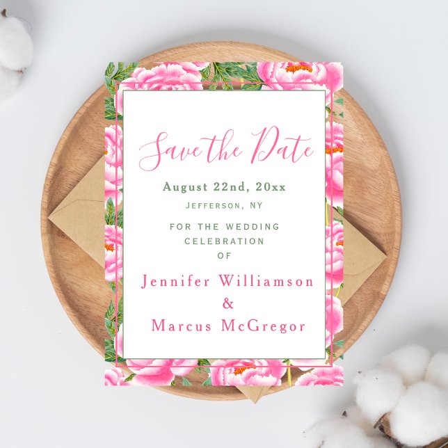 Pink Peonies Wedding - Save the Date Card (Creator Uploaded)