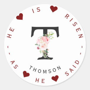 Pink Peonies Wild Floral Monogram Address Label