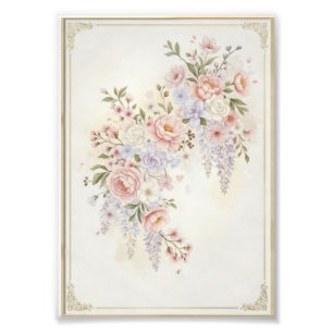 Pink Peonies & Wisteria Elegant Floral Bouquet Photo Print