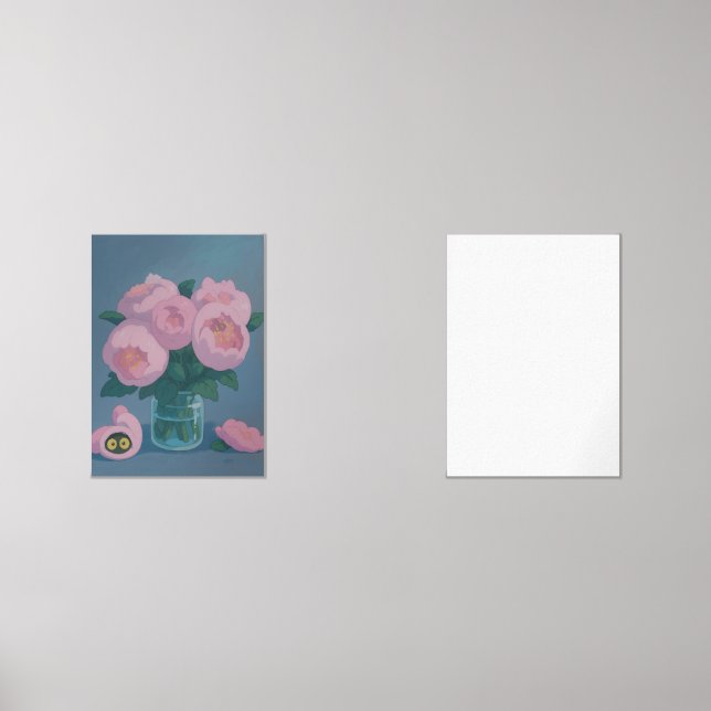 Pink Peonies with Hidden Cat Eyes Wall Art Sets (Front)