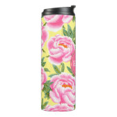 Pink Peonies - Yellow Personalized Thermal Tumbler (Rotated Left)