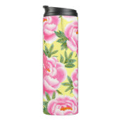 Pink Peonies - Yellow Personalized Thermal Tumbler (Rotated Right)