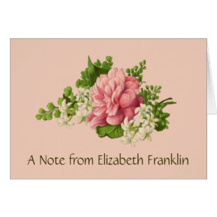 Pink Peony and White Jasmine, Blank Notecard,