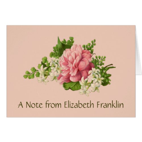 Pink Peony and White Jasmine Blank Notecard