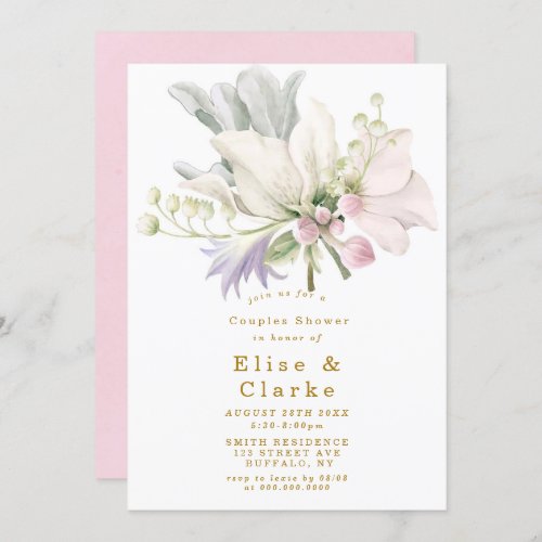 Pink Peony Anemone Gold Couples Shower Invite