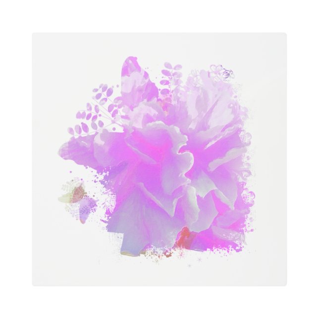 *~* Pink Peony AR3 Painting Butterfly  Metal Print (Front)