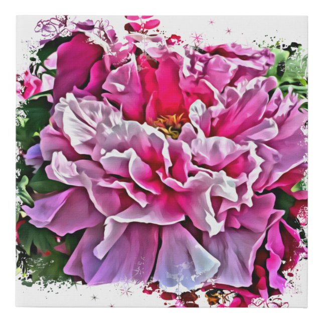 *~* Pink Peony Art Painting Artistic AR1 Faux Canvas Print (Front)