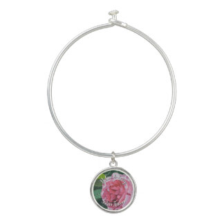 Pink Peony Bangle Bracelet