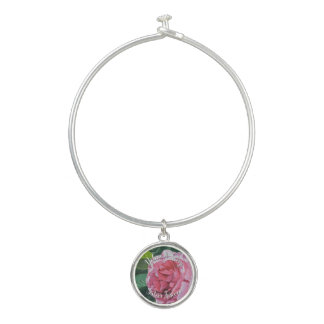 Pink Peony Bangle Bracelet