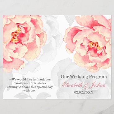 Pink Peony Bifold wedding program