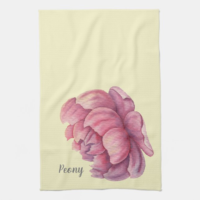 Pink Peony Big Bloom Kitchen Towel (Vertical)