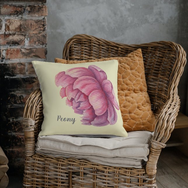 Pink Peony Big Bloom Throw Pillow (Creator Uploaded)