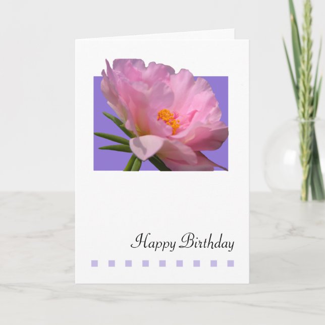 Pink Peony Birthday Greeting Card (Front)