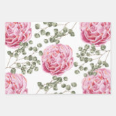 Pink Peony Birthday Wrapping Paper Sheets (Front)
