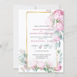 Pink Peony Bliss Wedding Invitation