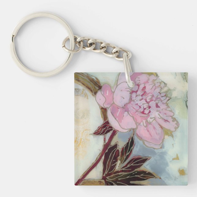Pink Peony Blossom Keychain (Front)