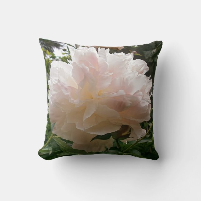 Pink Peony Blossom. Throw Pillow (Front)